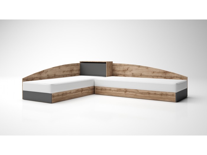 Ъглови легла Аполо 7 + матраци (дъб вотан/антрацит)